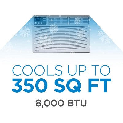 BLACK+DECKER Window Air Conditioner 8,000 BTU, Cools Up to 350 Sq. Ft., Remote Control, 3 Cooling Speeds and Fan Only Function, BWAC08WTB, White (LOCAL PICKUP ONLY)