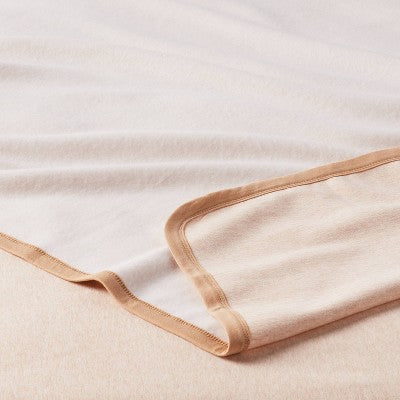 Full/Queen Sweatshirt Blanket Ivory/Khaki - Room Essentials
