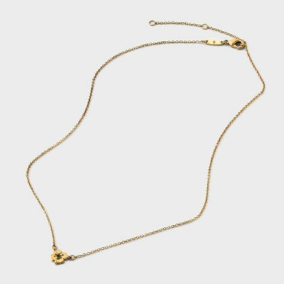 Tiny Tags 14K Gold Ion Plated Clover Necklace