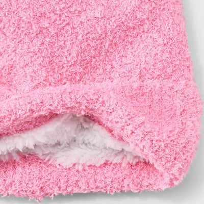 Girls' Fuzzy Knitted Beanie with Pom Hat - art class Pink