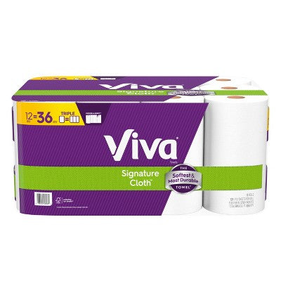 Viva Signature Cloth Choose-A-Sheet Paper Towels - 12 Triple Rolls (LOCAL PICKUP ONLY)