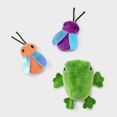 Baby Toad and Moths Cat Plush Toy Set - 3pc - Boots & Barkley