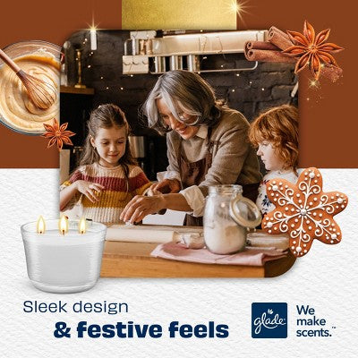 Glade 3 Wick Fall Jar Candles Cozy Gingerbread - 6.8oz