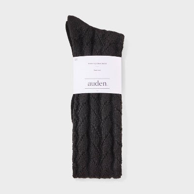 Women's Herringbone Texture Super Soft Knee High Boot Socks - Auden Black 4-10