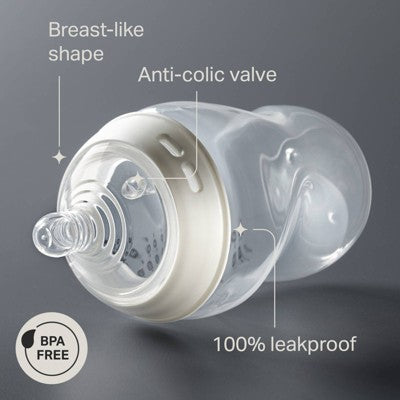 Tommee Tippee Start Baby Bottles Slow Flow Nipple 0m+ - Clear - 9 fl oz/2pk: BPA-Free, Silicone Nipple