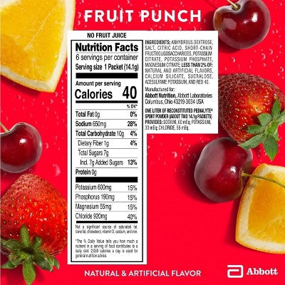 Pedialyte Sport Electrolyte Powder - Fruit Punch - 6ct/0.49 oz