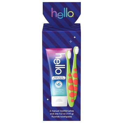 hello Kids' Holiday Stocking Stuffer, Toothbrush and Toothpaste Gift Set - 3ct