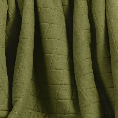 Quilted Jersey Throw Blanket with Faux Shearling Reverse Heathered Olive - Room Essentials