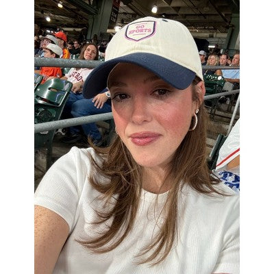 Go Sports Hat - Frasier Sterling Cream/Navy/Pink: Adjustable Cotton Baseball Cap