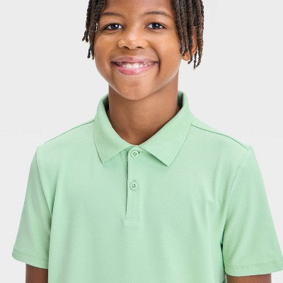 Boys' Textured Polo Shirt - All In Motion Light Green L