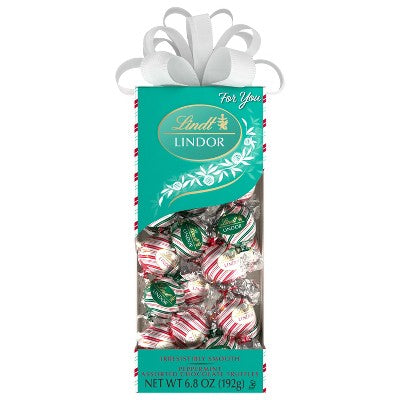 Lindt LINDOR Christmas Candy Tradition Box Peppermint Assorted Chocolate - 6.8oz