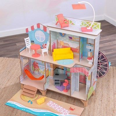 KidKraft Ferris Wheel Fun Beach House Wooden 360-Play Dollhouse with 19 Accessories (LOCAL PICKUP ONLY)
