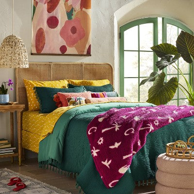 Full Separate Flat Sheets Icon Yellow - Opalhouse designed with Jungalow: 100% Cotton Percale, Machine Washable, 220 Thread Count
