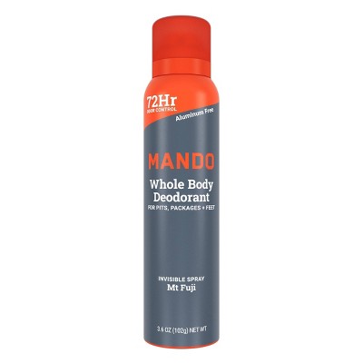 Mando Whole Body Men's Invisible Spray Deodorant Mt Fuji - Aluminum-Free 3.6oz: Citrus, Fresh, Woodsy Scent