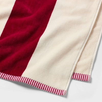 40"x72" Velour Vertical Wide Striped Cabana Beach Towel Berry - Threshold