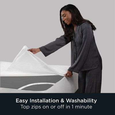 Allerease Twin Platinum Zip-Off Plush Top Waterproof Allergen and Bedbug Barrier Mattress Protector: Hypoallergenic, Knitted Polyester