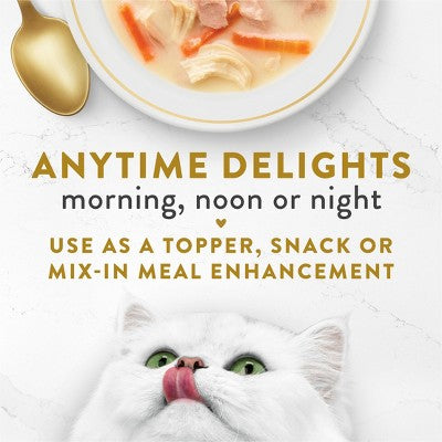Purina Fancy Feast Broths Lickable Creamy Gourmet Wet Cat Food Complement with Tuna, Chicken & White Fish In Creamy Broth - 1.4oz