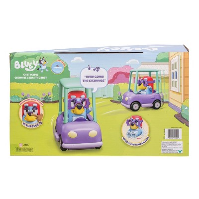 Bluey Chat Mates Figure & Vehicle - Granny Car & Janet: Plastic Interactive Toy with BBC License