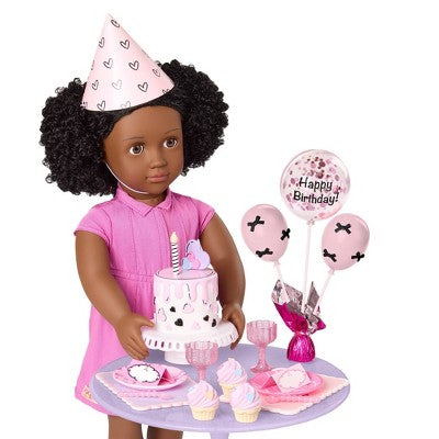 Our Generation Party Ready Birthday Sweets Table & Accessories Set for 18" Dolls