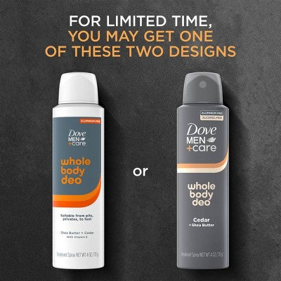 Dove Men+Care Whole Body Deodorant Spray - Shea Butter & Cedar - 4oz