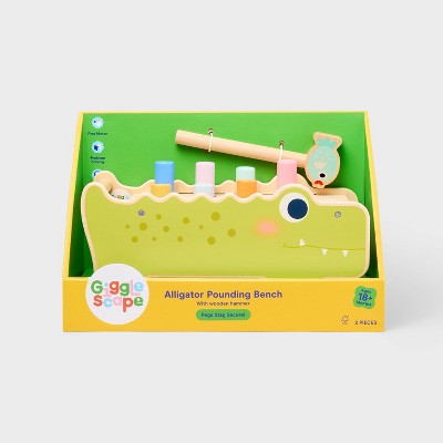 Alligator Pounding Bench - Gigglescape: Push & Pull Toy, 18+ Months, Creativity & Motor Skills, Plywood & Wood
