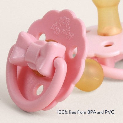 Itzy Ritzy Rubber Pacifiers 0-6m - Bows - 2pk: BPA-Free