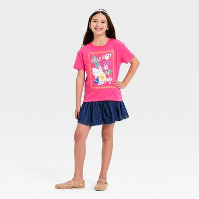 Girls' Hello Kitty Short Sleeve Graphic Jersey T-Shirt  Fuchsia L