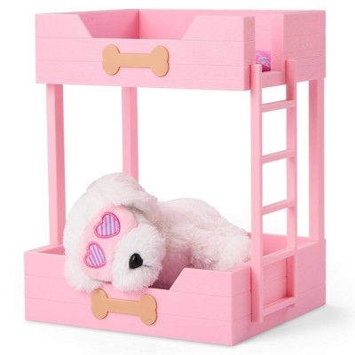 Our Generation Puppy Dreams Pink Bunk Bed with Pet Dog Plush Dollhouse Set: Fits 18" Dolls, Includes 11 Doll Accessories