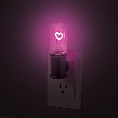Globe Electric Auto On/Off Pink Heart Filament Night Light: LED Plug-In Novelty for Kids' & All Ages