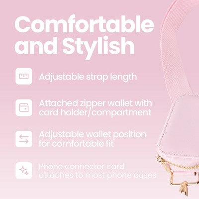 GEMS Crossbody Phone Strap with Wallet - Pink
