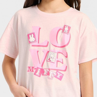Girls' Miffy Valentine's Day Short Sleeve Graphic T-Shirt Pink M