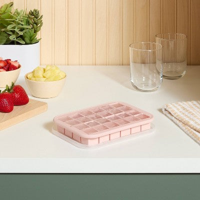 Silicone Ice Cube Tray with Lid Pink - Room Essentials