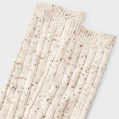 Women's Cotton Blend Ribbed Fleck Slouch Crew Boot Socks - Auden Ivory 4-10
