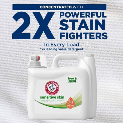 Arm & Hammer Sensitive Skin Free Clear Liquid Laundry Detergent 170 Loads - 170oz: Dermatologist Tested, Phosphate-Free
