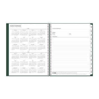 BlueSky 2025 Weekly/Monthly Planner 11.18"x9.37" Wirebound Deep Forest Green Arrows: Adult Stationery, Tabs, Paper