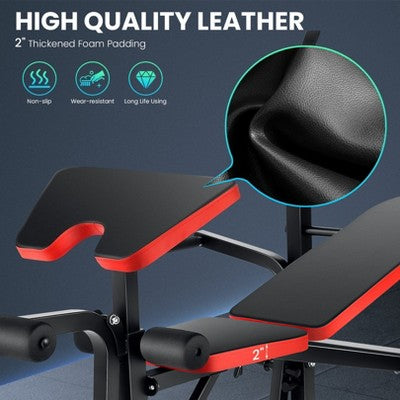 KRISRATE 6 in 1 Weight Bench Set with Squat Rack Adjustable Workout Bench with Leg Developer Preacher Curl Rack Fitness Strength Training for Home Gym (LOCAL PICKUP ONLY)