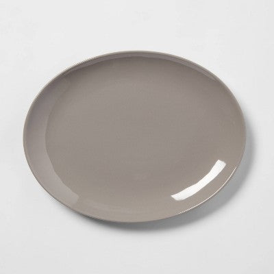 10" Stoneware Avesta Serving Platter Gray - Threshold: Oval Modern Microwave & Dishwasher-Safe Tableware