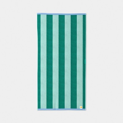 32"x62" Vertical Cabana Striped Reversible Beach Towel Teal - Sun Squad