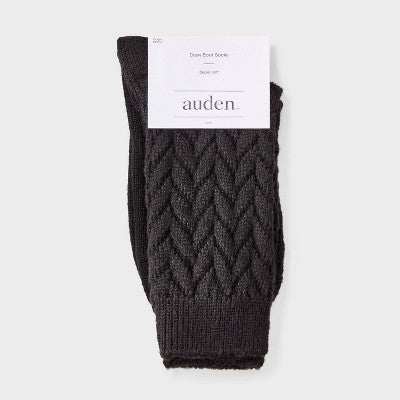 Women's Braided Texture Super Soft Crew Boot Socks - Auden Black 4-10