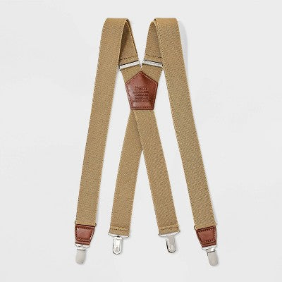 Men's Solid Suspender - Goodfellow & Co Khaki One Size