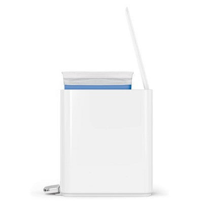 simplehuman 5L Slim Bathroom Step Trash Can White Steel Garbage Can with Built in Liner Pocket