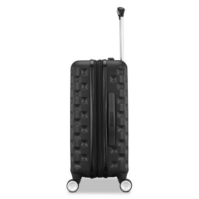 American Tourister Medium Checkered Carry On Spinner Wheels Suitcase - Black