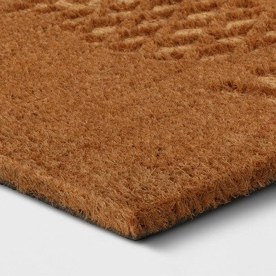 1'6"x2'6" 'Welcome' Pineapple Doormat Natural - Threshold: Outdoor Coir Door Mat, Summer Fruit Design