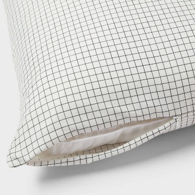 2pk Microfiber Body Pillow Cover Micro Grid/Black - Room Essentials