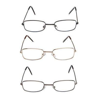 ICU Eyewear Oval Metal Reading Glasses +2.5 - 3pk