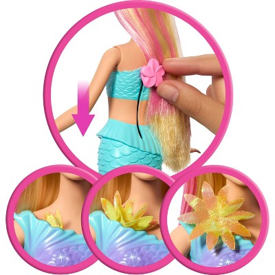 Barbie Flower Magic Mermaid Toy Doll with Surprise Blooming Flowers Feature, Long Blonde Hair with Pink Highlights