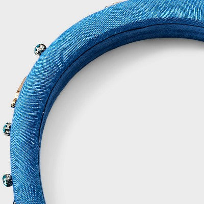 Back To School Embellished Denim Headband - Blue