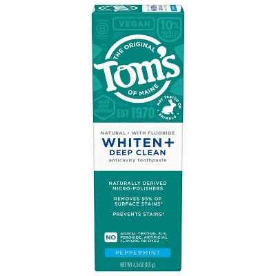 Tom's of Maine Whiten+ Deep Clean Whitening Toothpaste with Fluoride - Peppermint - 4.0oz