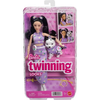 Barbie Twinning Looks Fashion Doll with Pet Dog