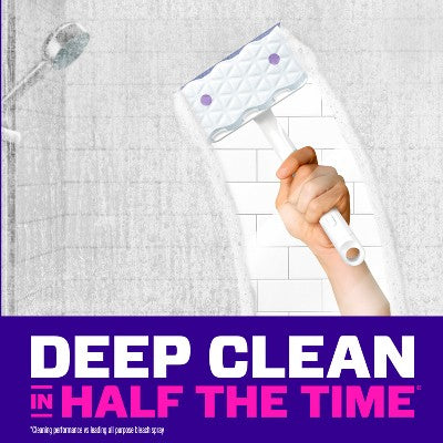 Mr. Clean Magic Eraser Shower & Tub Scrubber, Lavender Starter Kit, 1 Scrubber & 2 Erasers: Foam Cleaner, Multipurpose Application